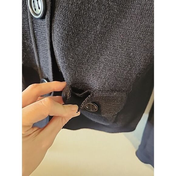 J. Crew Vintage Y2K Black Shawl Wool Button Sweater Cardigan Size Small S pocket - Picture 5 of 9